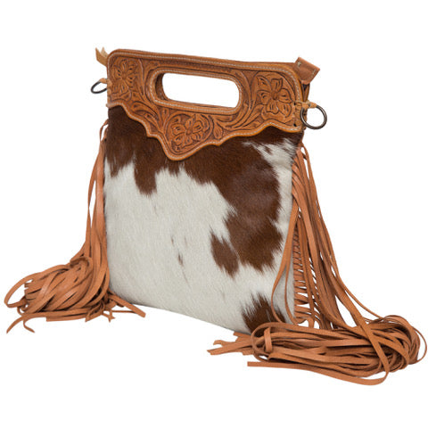 The Design Edge Cali Fringe Tooling Leather Sling Cowhide Bag