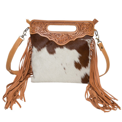 The Design Edge Cali Fringe Tooling Leather Sling Cowhide Bag