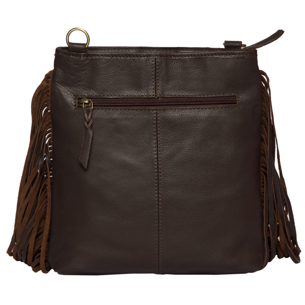 The Design Edge Clarence Cowhide Medium Sling Bag With Fringes