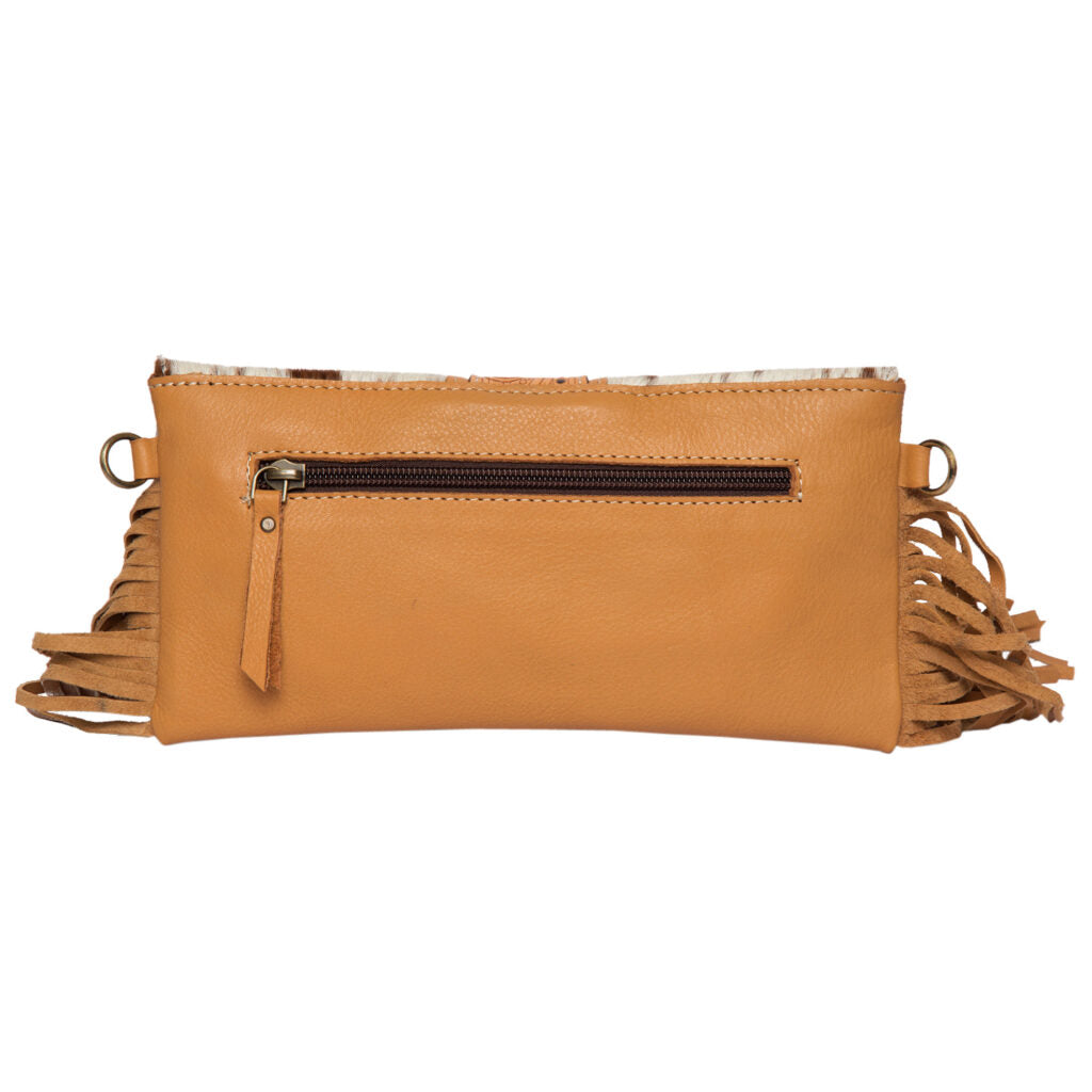 The Design Ege Hand Painted Tooling Leather Flap Cowhide Bag with Fringes