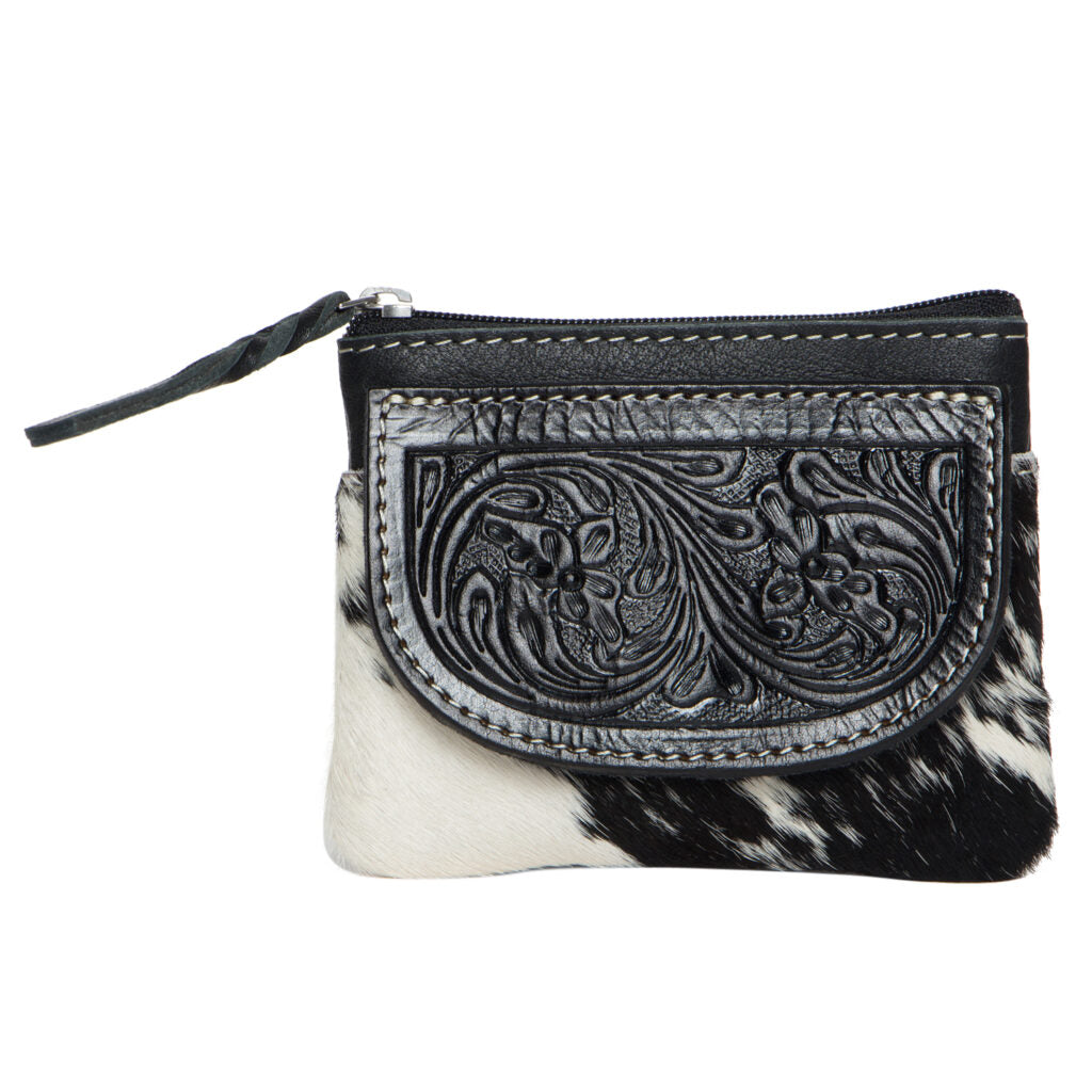 The Design Edge Tooling Leather Cowhide Zip Purse