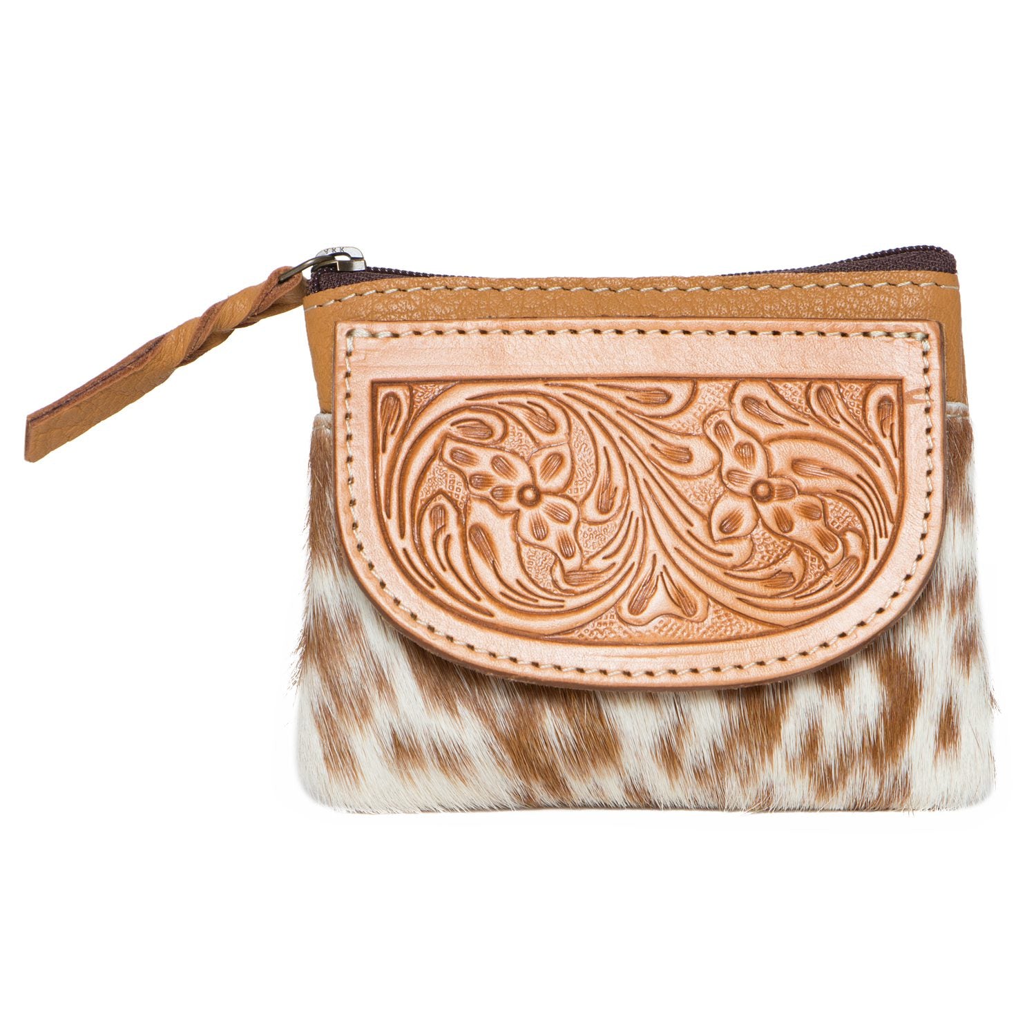 The Design Edge Tooling Leather Cowhide Zip Purse