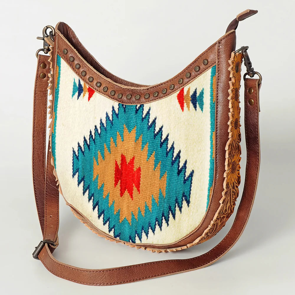 American Darling Handcrafted Hand Tooled Leather and Saddle Blanket Crossbody Bag | Giftware - Handbag | Saddleworld Ipswich