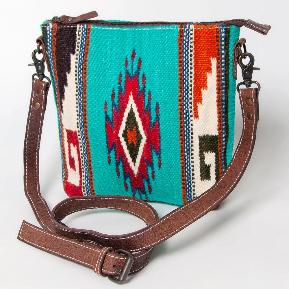 American Darling Handwoven Saddle Blanket Large Crossbody Bag Genuine Leather | Giftware - Handbag | Saddleworld Ipswich