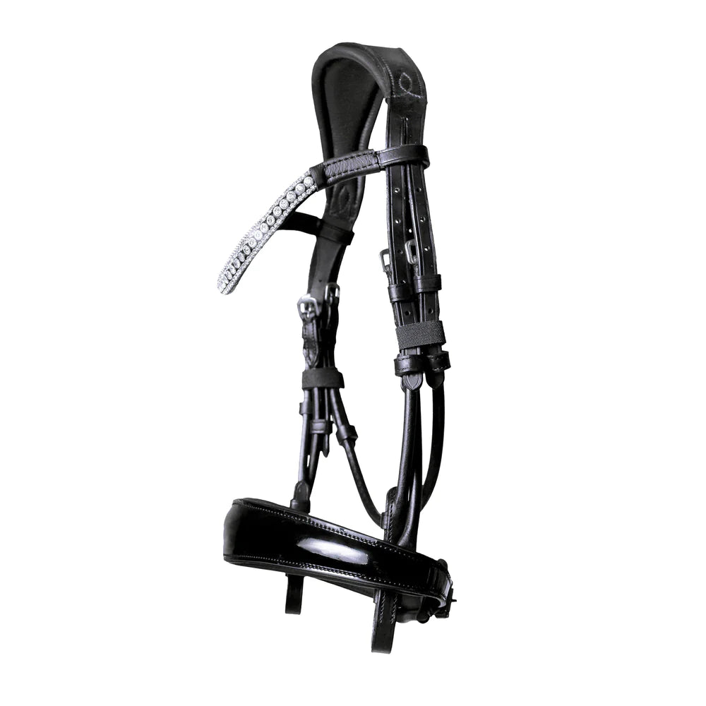 Lumiere Amie Rolled Italian Leather Bridle Cavesson Standard Leather Rubber Reins