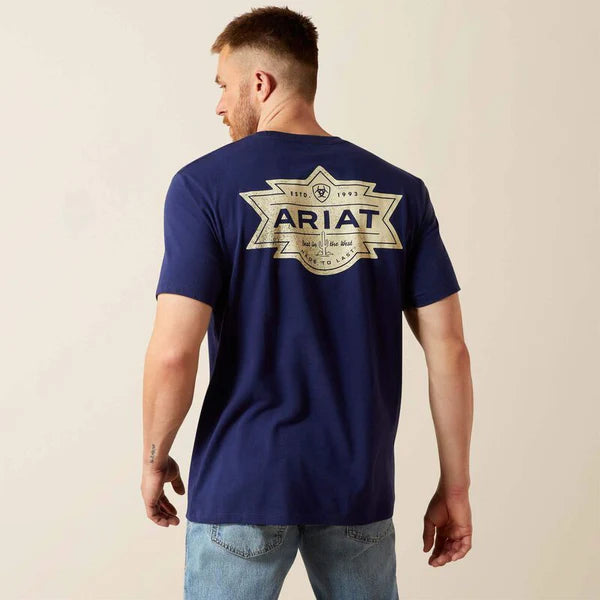 Ariat Mns Mesa Motif Lockup SS Tee Medieval Blue