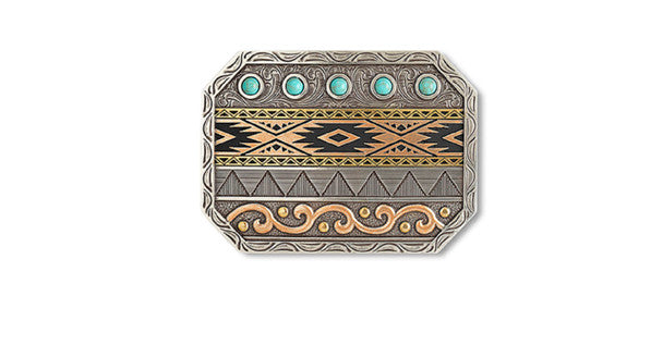 Ariat Buckle Recantangle Multi Finish Engraved Designs | Country Clothing - Belt | Saddleworld Ipswich