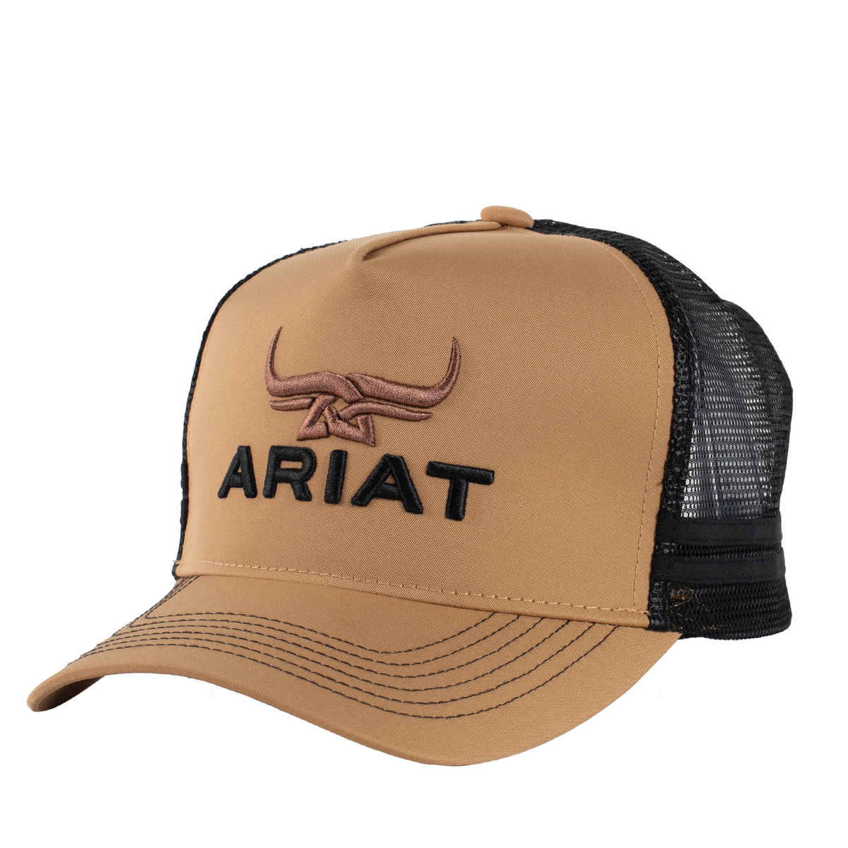 Ariat Bull Horn Trucker Cap Black/Khaki | Country Clothing - Caps | Saddleworld Ipswich