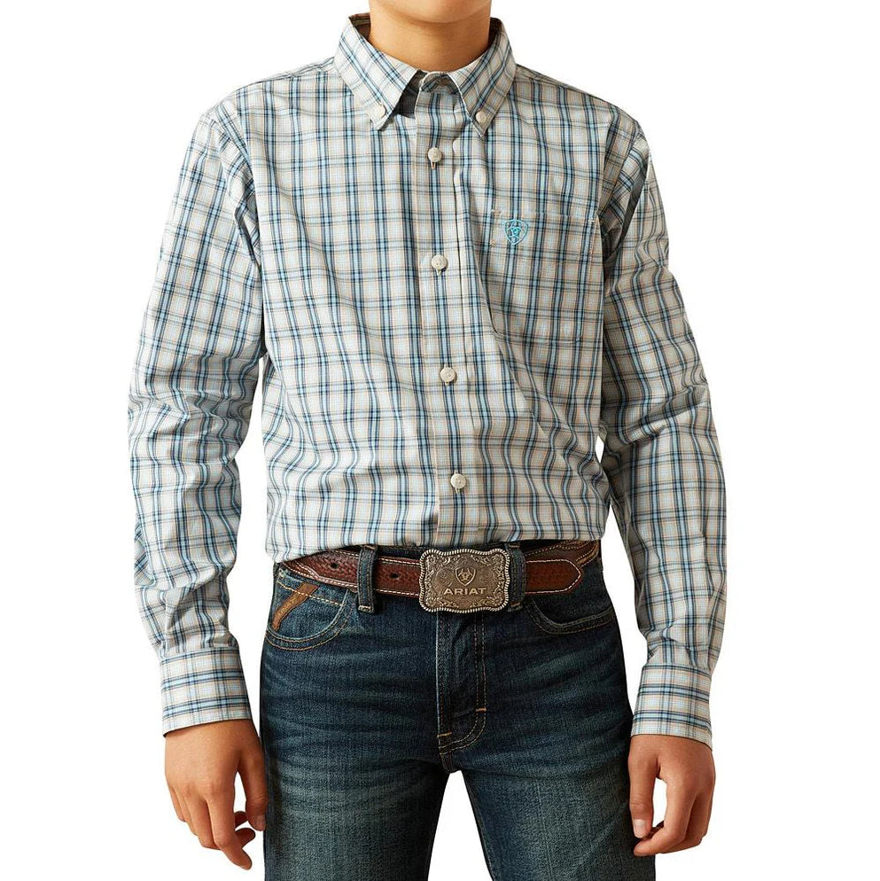 Ariat Bys Pro Series Shelton LS | Country Clothing - Boys Shirt | Saddleworld Ipswich