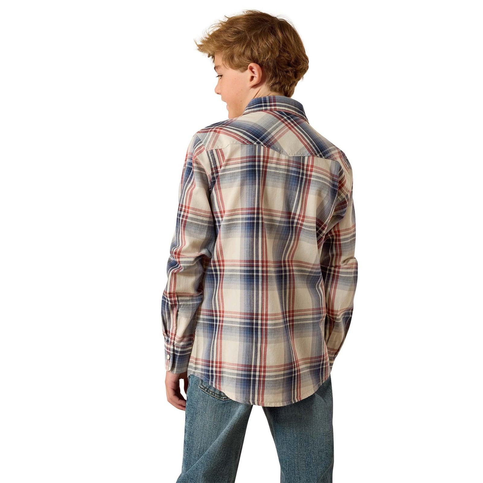 Ariat Bys Retro Hawthorn Snap LS Shirt LS Dawn Blue Plaid