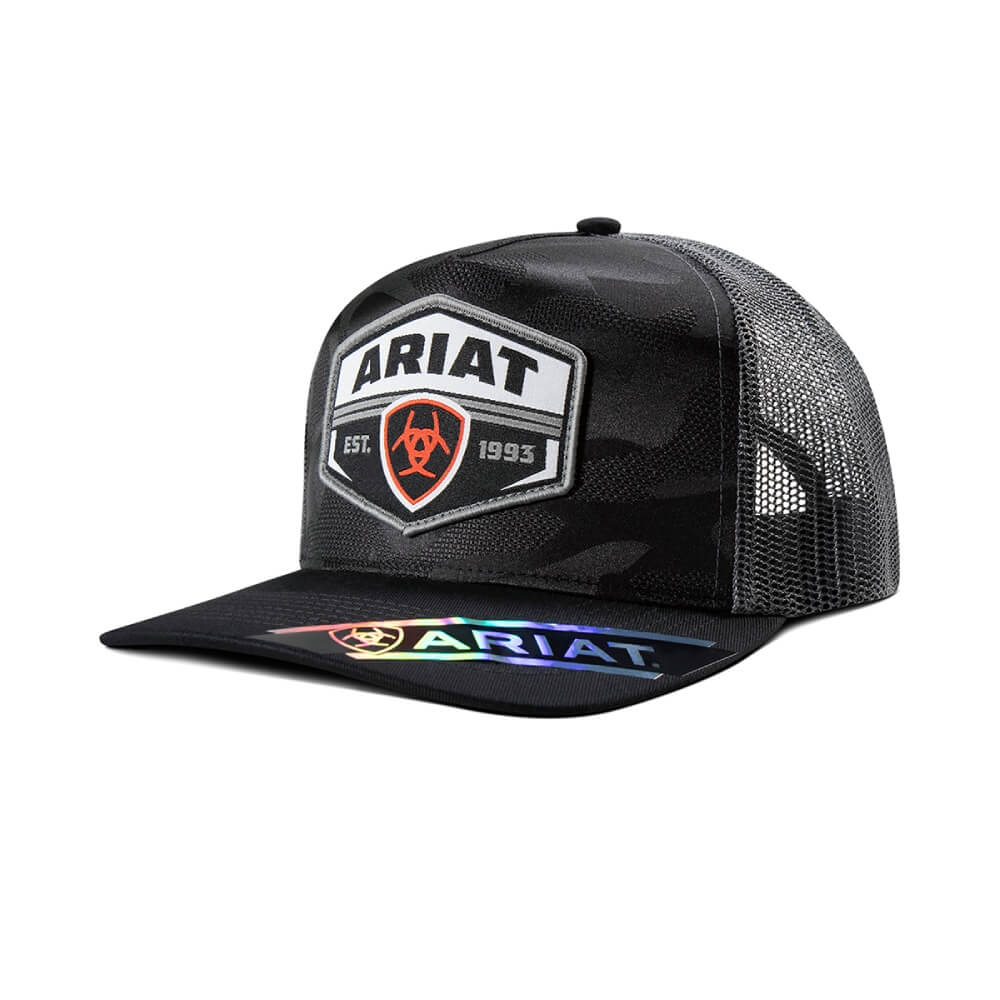 Ariat Camo Patch Trucker Cap Black | Country Clothing - Caps | Saddleworld Ipswich