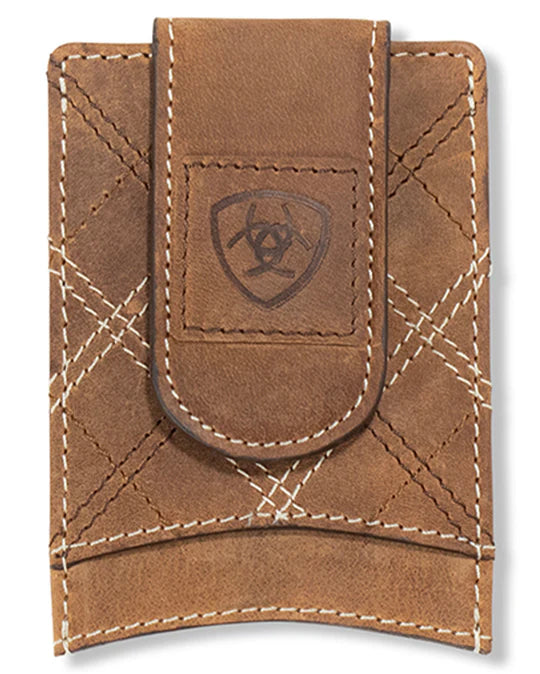 Ariat Card Case Cross Stitch Patch Medium Brown | Giftware - Wallet | Saddleworld Ipswich