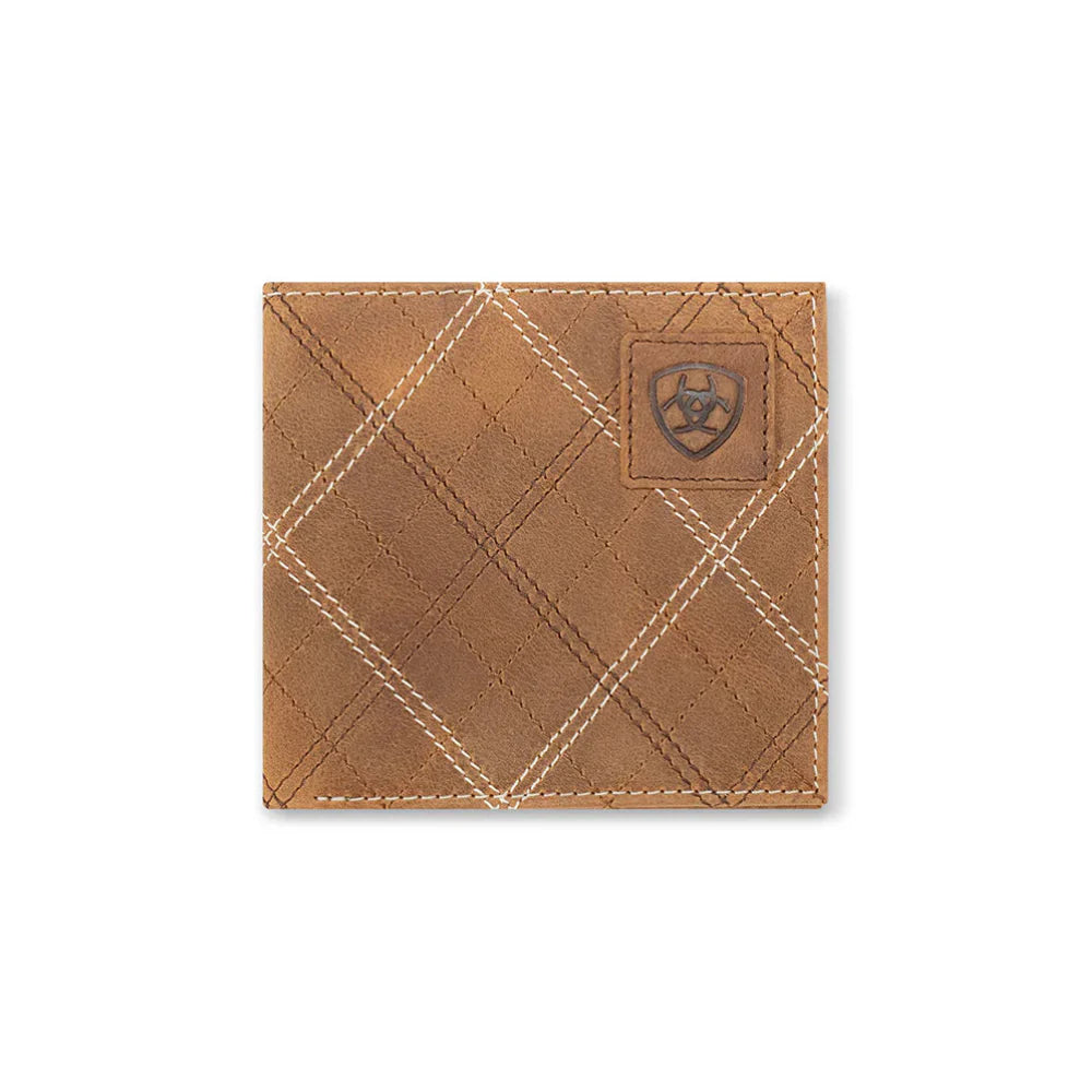 Ariat Large Bifold Wallet Cross Stitch Patch Medium Brown | Giftware - Handbag | Saddleworld Ipswich