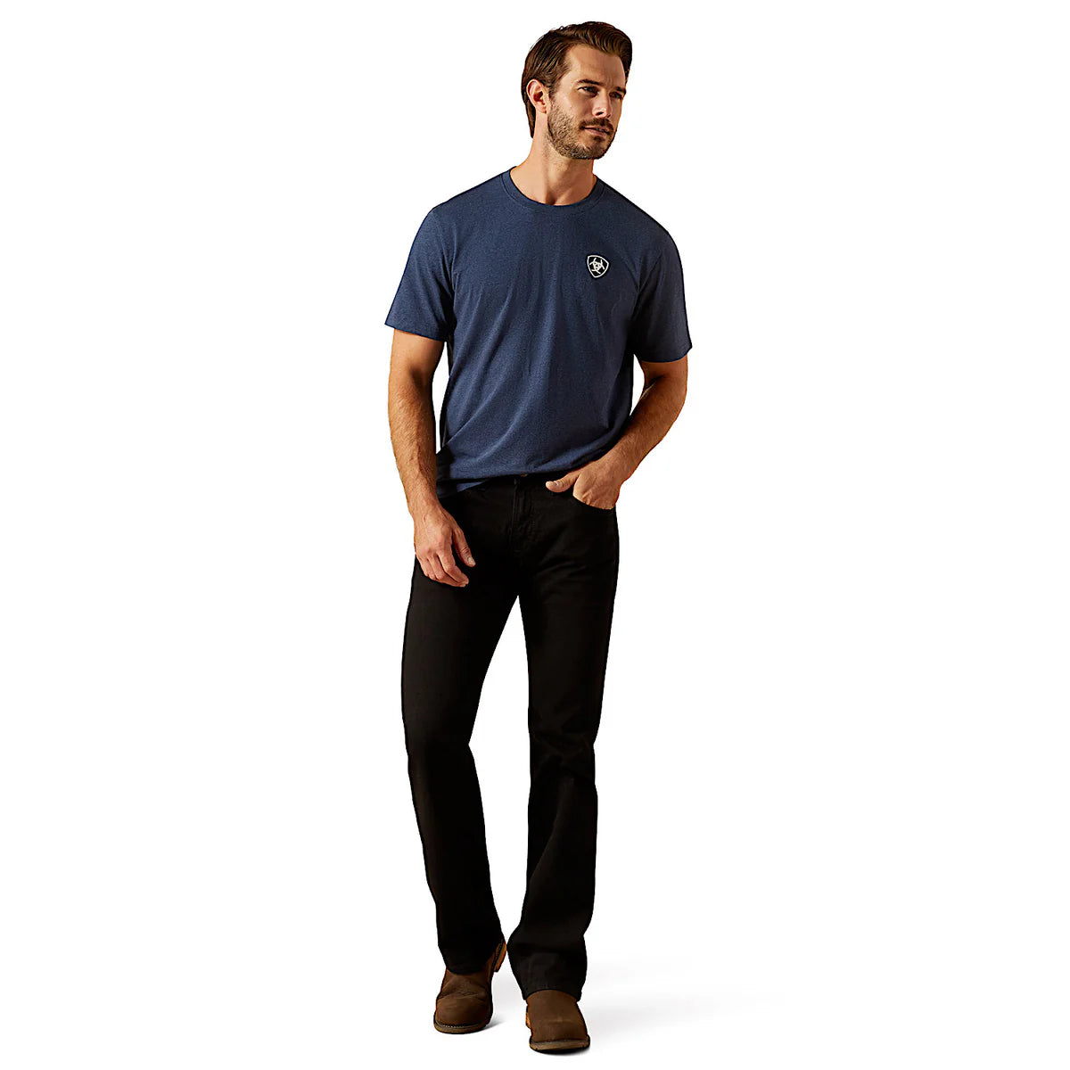Ariat Mns BV Logo Tee Navy Heather | Country Clothing - Mens T Shirt | Saddleworld Ipswich