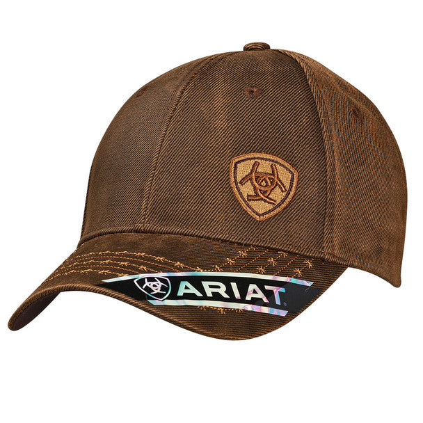 Ariat Mns B Fit Cap Barb Wire Stitch Brown Oilskin | Country Clothing - Caps | Saddleworld Ipswich