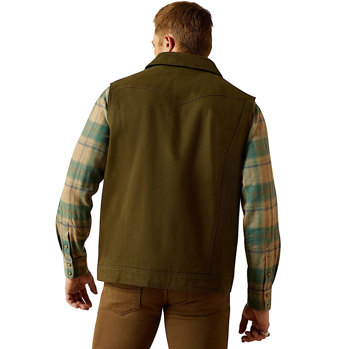 Ariat Mns Canvas Rancher Vest Desert Sand Khaki | Country Clothing - Mens VEst | Saddleworld Ipswich