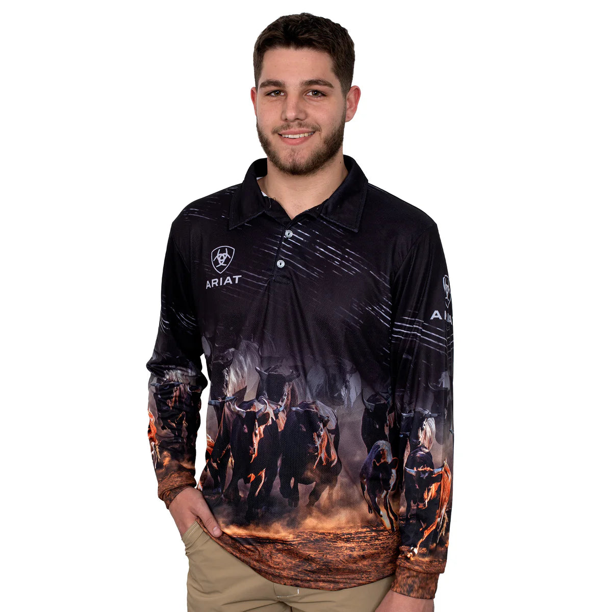 Ariat Mns Fishing Shirt Western Cattle Herd | Country Clothing - Fishign Shirts | saddleworld Ipswich