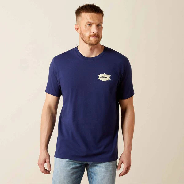 Ariat Mns Mesa Motif Lockup SS Tee Medieval Blue