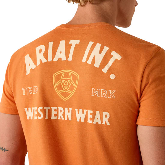 Ariat Mns Outline Shop SS Tee Papaya | Country Clothing - Mens T Shirt | Saddleworld Ipswich