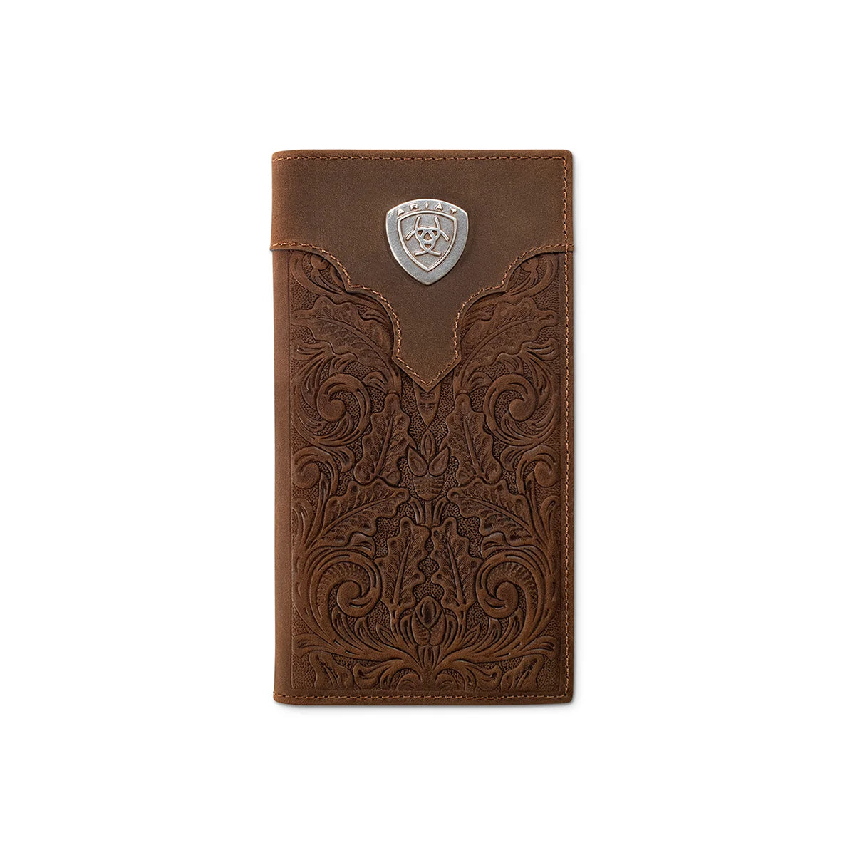 Ariat Mns Overlay Embossed Rodeo Wallet Medium Brown | Giftware - Wallet | Saddleworld Ipswich