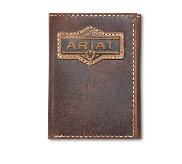 Ariat Mns Patch Trifold Wallet Brown | Giftware - Wallet | Saddleworld Ipswich