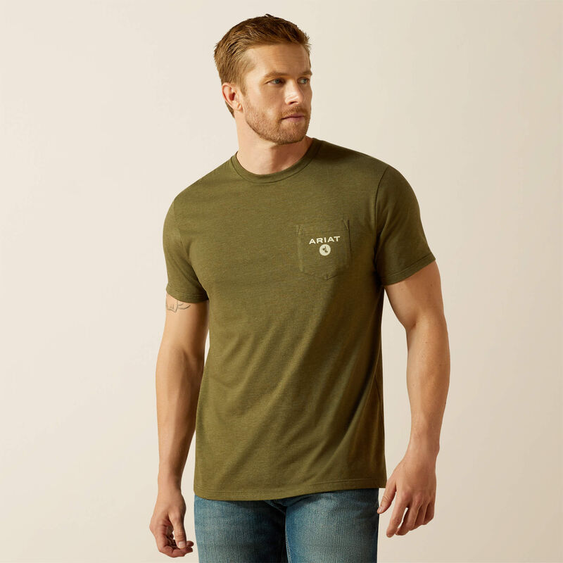 Ariat Mns Roped Diamond SS Tee Miliatry Heather
