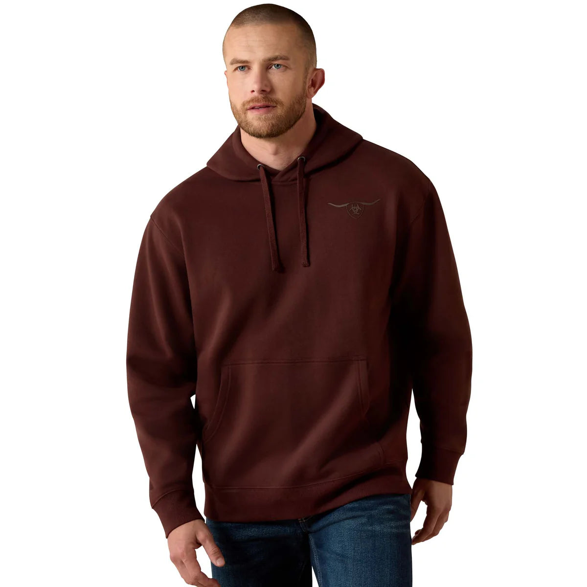Ariat Mns Shield Steerhead Hoodie Brown