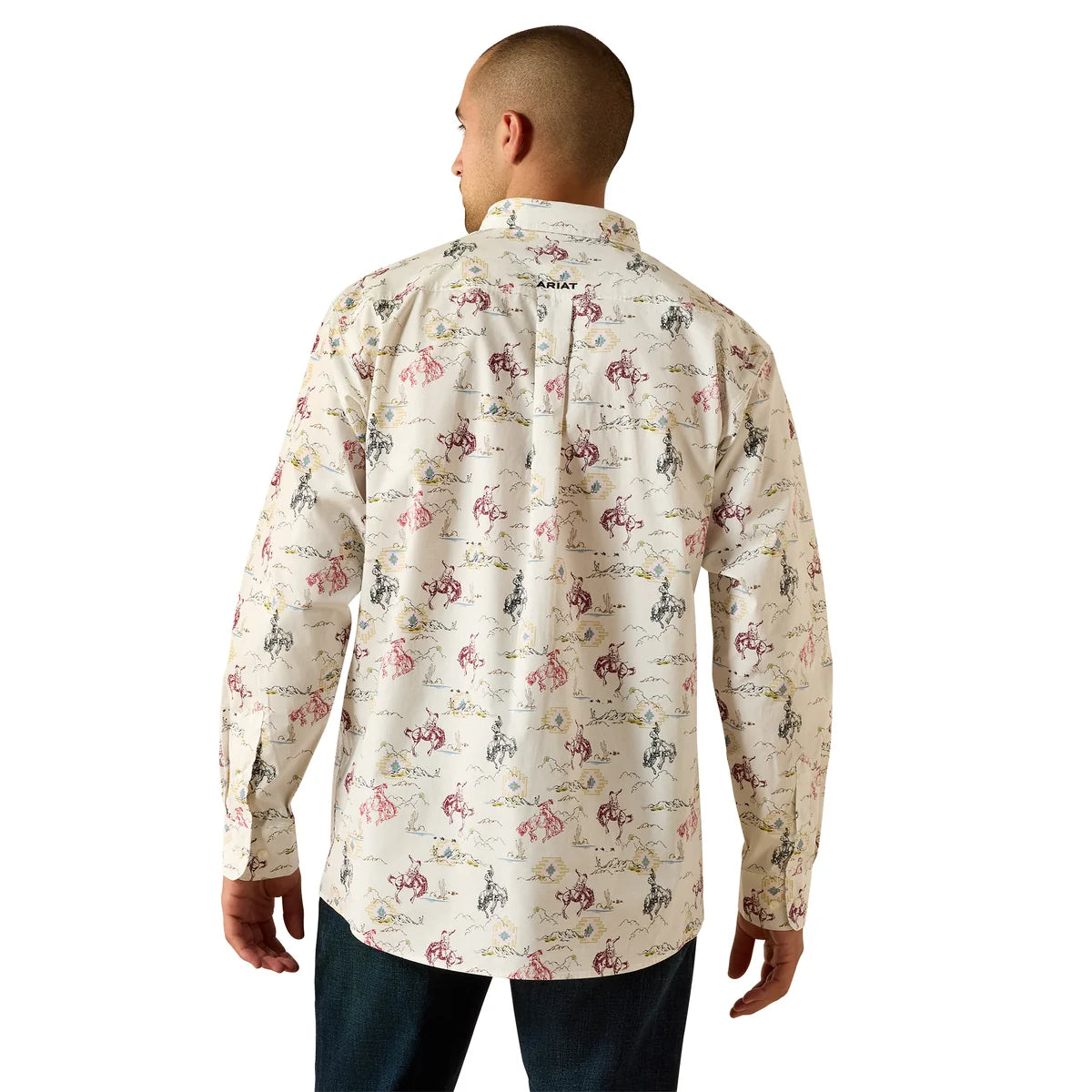 Ariat Mns Taber Classic Fit LS Shirt White Western Motif