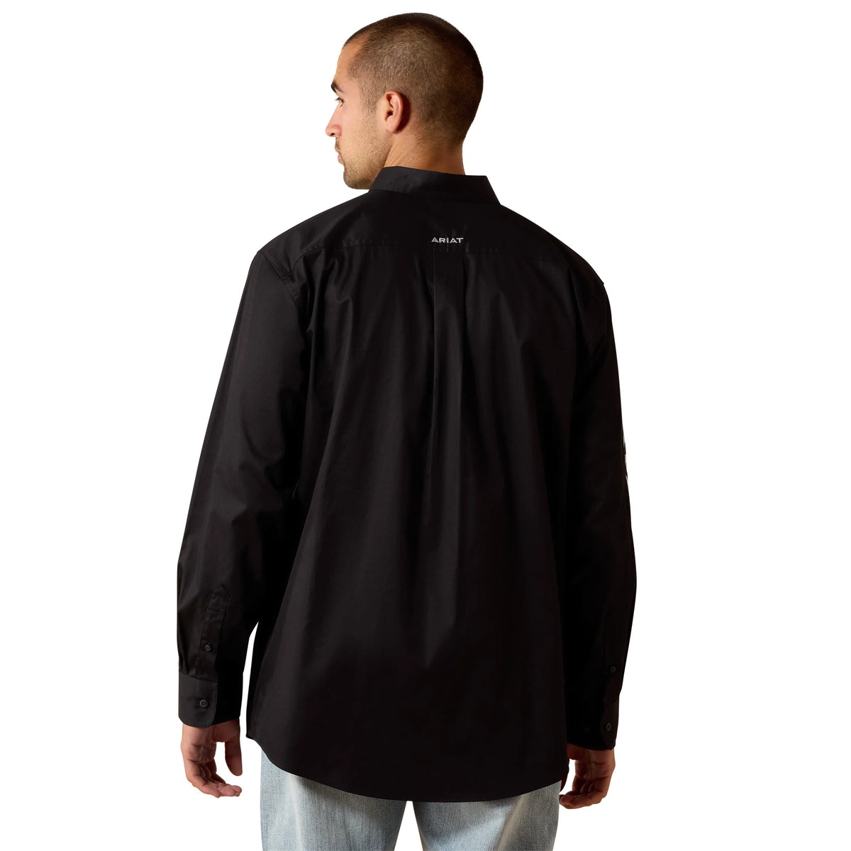 Ariat Mns Team Logo Lightweight Twill Classic Fit LS Shirt Black/Grey | Country Clothing - Mens Shirt | Saddleworld Ipswich