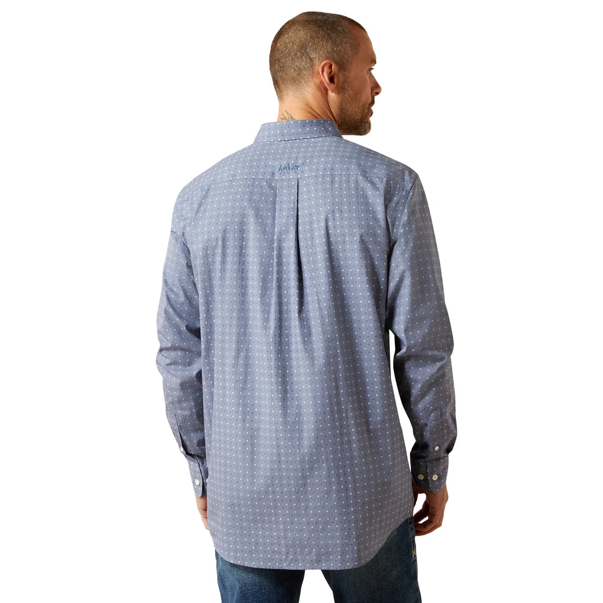 Ariat Mns Wrinkle Free Blaine Fitted LS Shirt Grey | Country Clothing - Mens Shirt | Saddleworld Ipswich