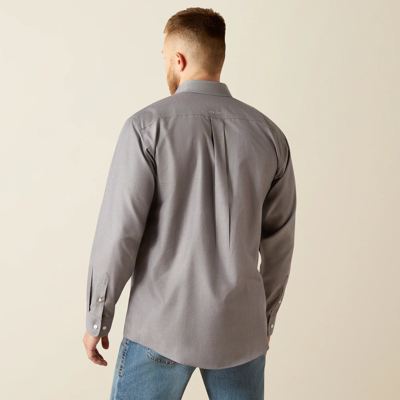 Ariat Mns Wrinkle Free Solid LS Shirt Grey
