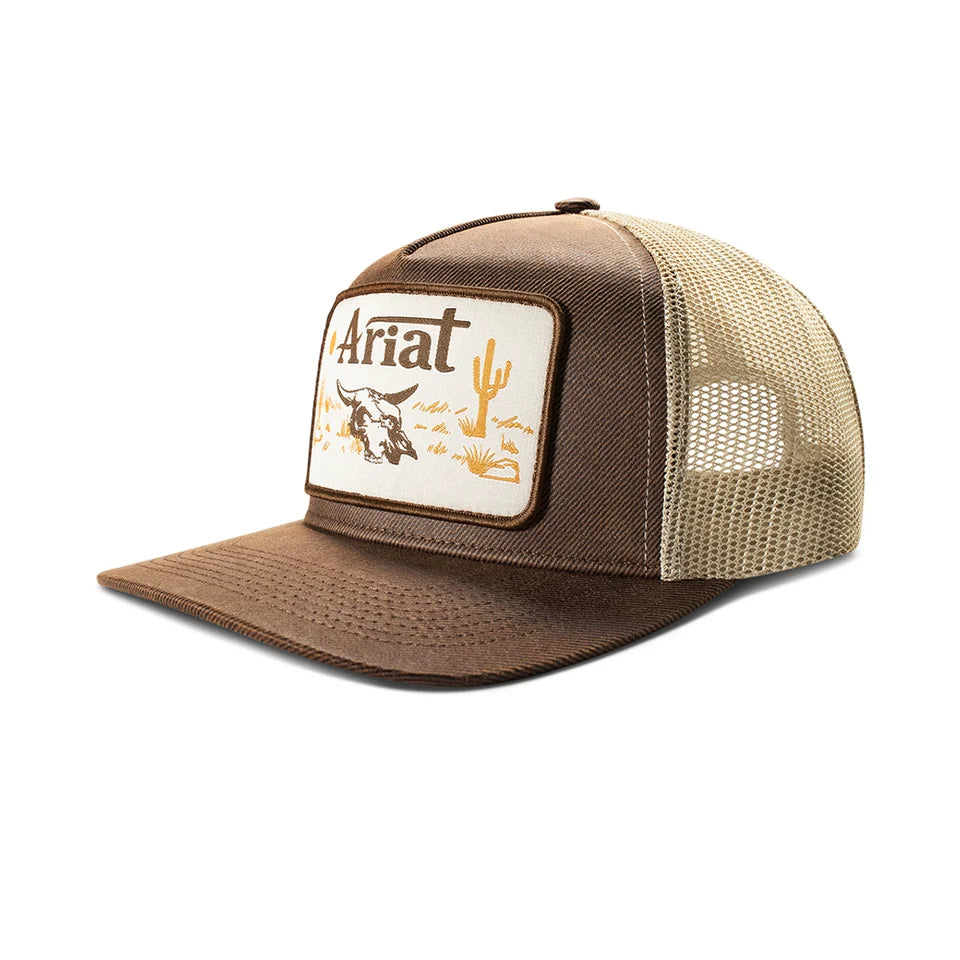 Ariat Oilskin Desert Patch Trucker Cap Brown | Country Clothing - Caps | Saddleworld Ipswich