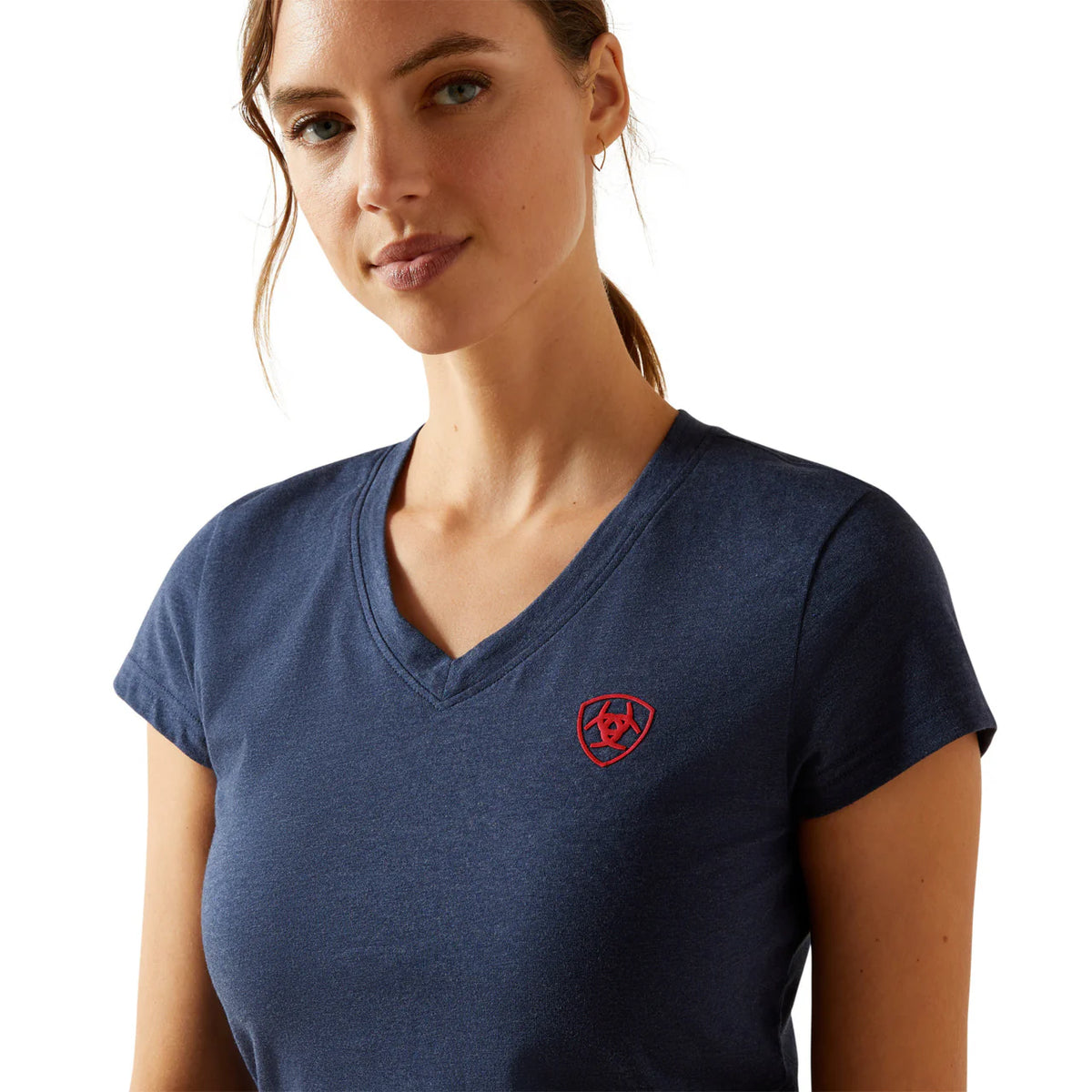 Ariat Wms BV Logo SS Tee Navy Heather | Country Clothing - Ladies T Shirt | Saddleworld Ipswich