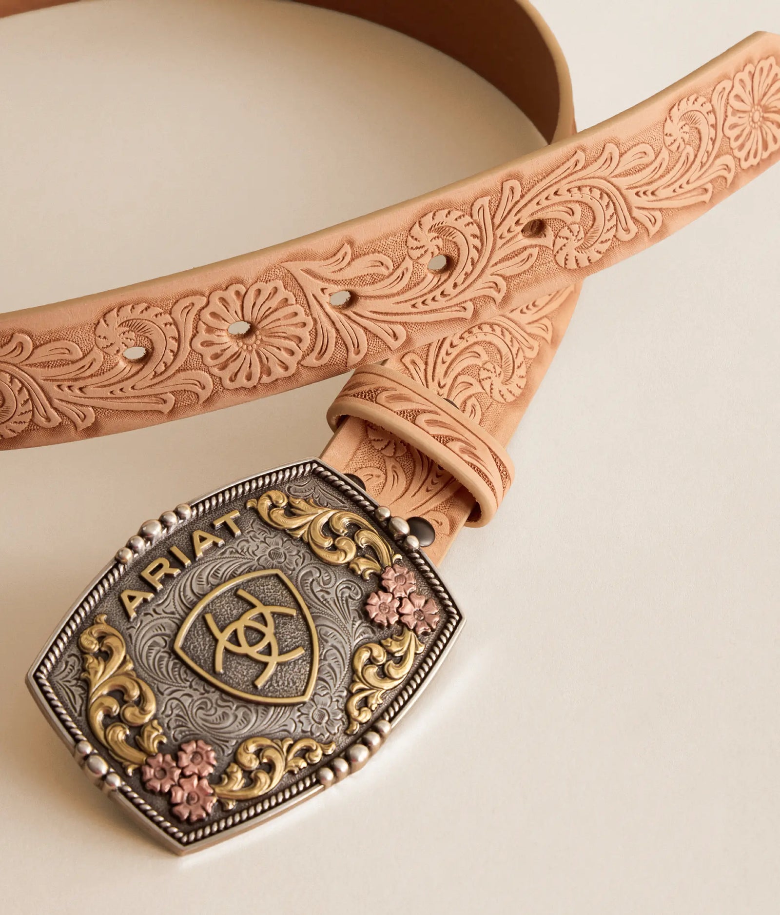 Ariat Wms Floral Embossed Belt Natural