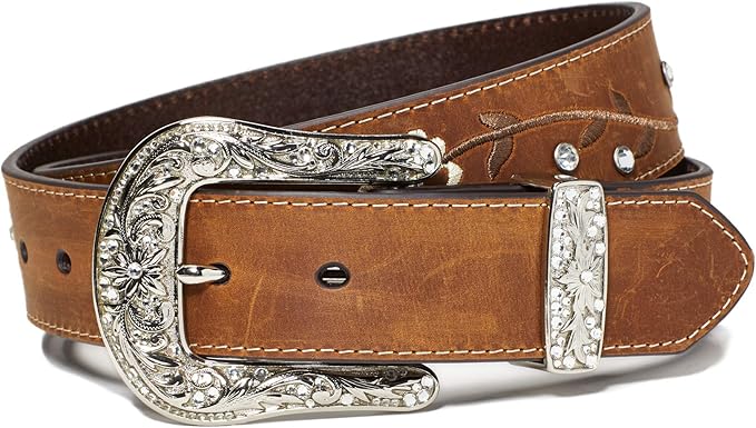 Ariat Wms Flower Belt 1.5in Brown | Country Clothing - belt | Saddleworld Ipswich
