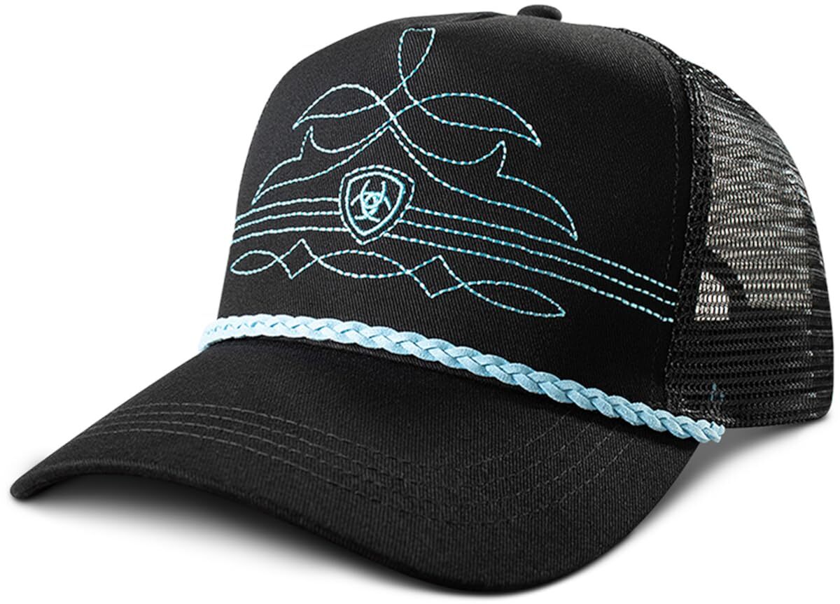 Ariat Wms Ponyflo Cap Snap Back Rope Boot Stitch Turquoise | Country Clothing - Cap | Saddleworld Ipswich
