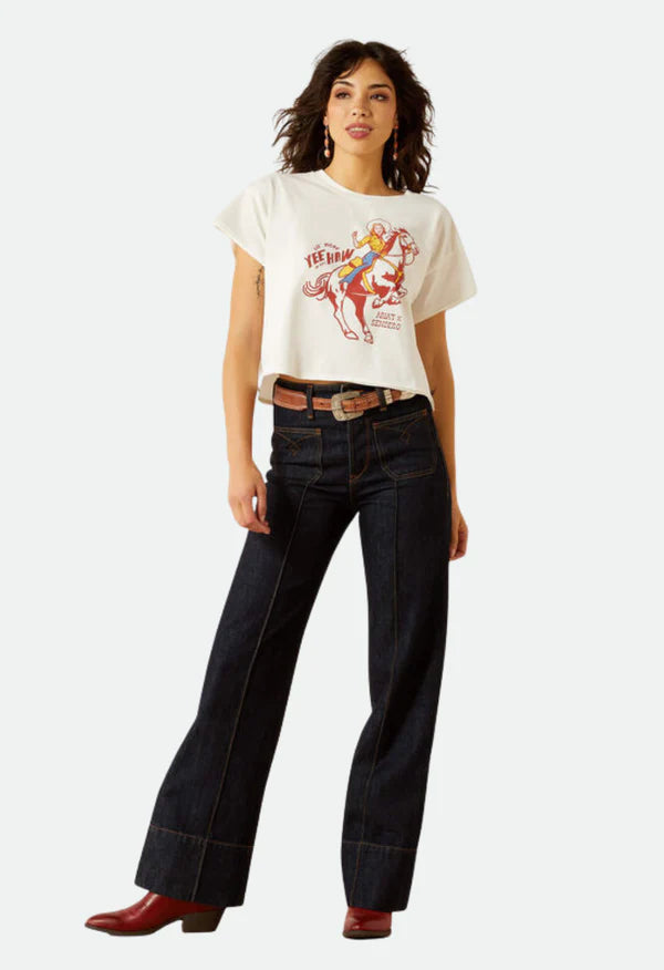 Ariat Wms Sendero Yeehaw SS Tee White | Country Clothing - T Shirt | Saddleworld Ipswich