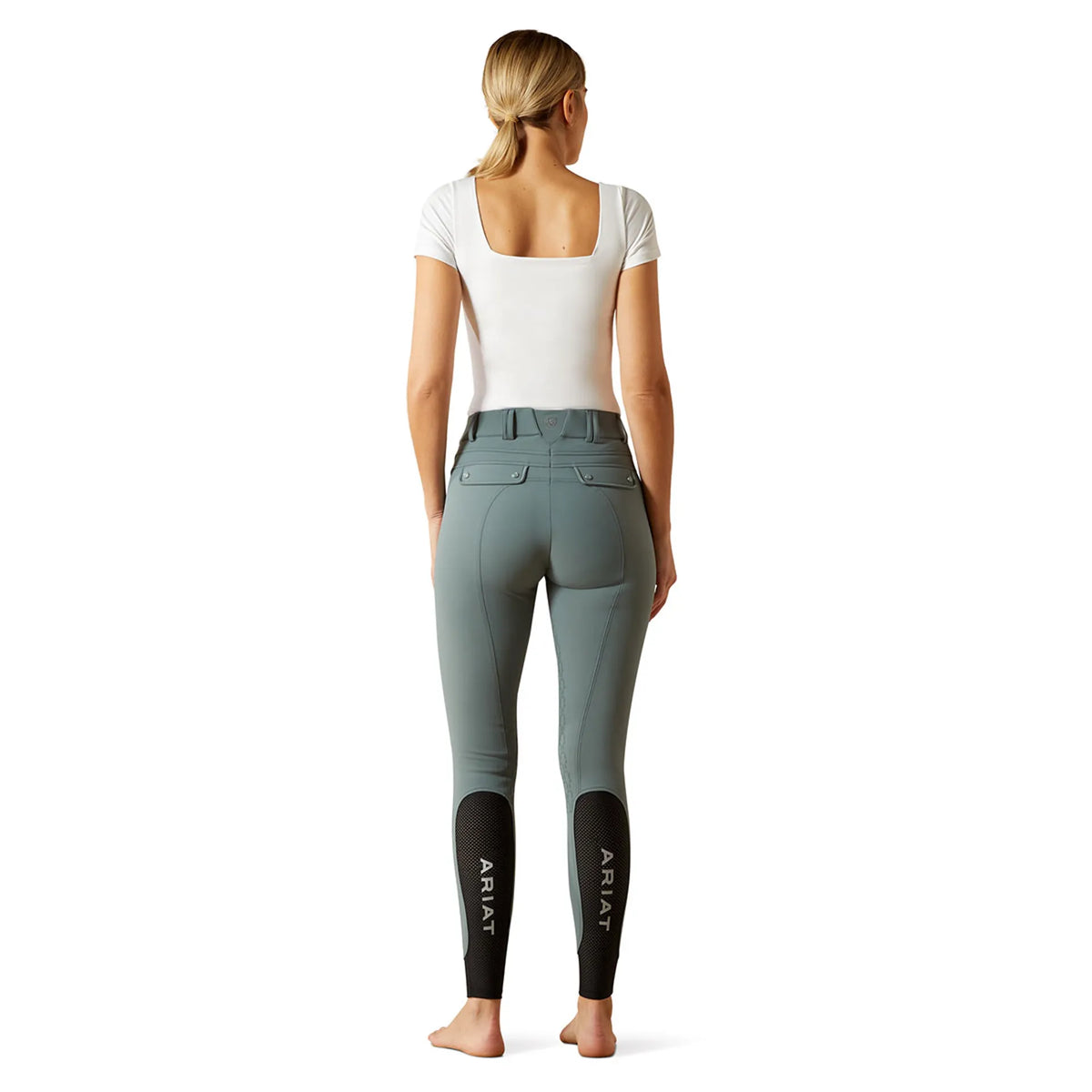 Ariat Wms Tri Factor Vivacity Heat Half Grip Breech Steel Sage | Rider Wear - Breeches | Saddleworld Ipswich
