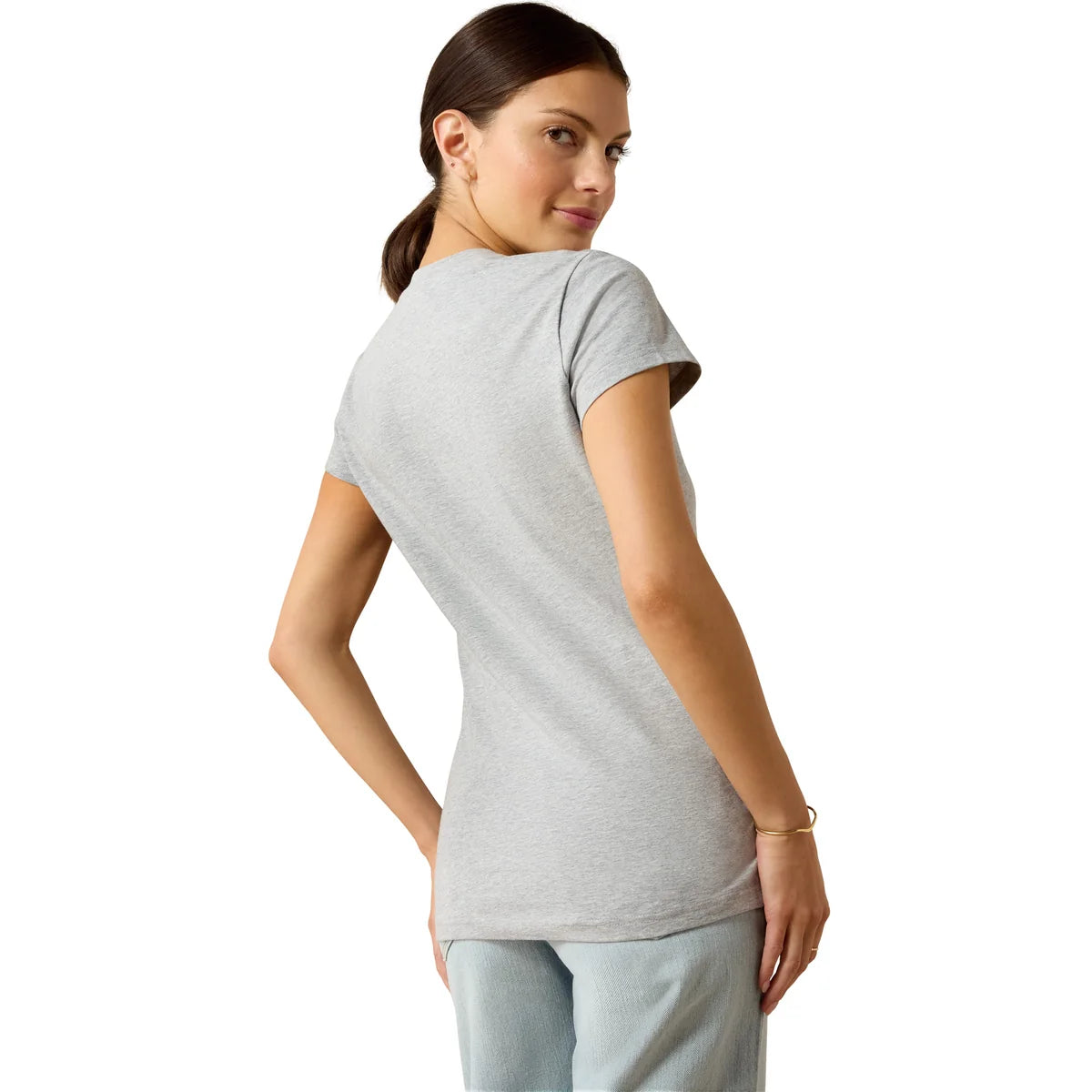 Ariat Wms Vertical Logo SS Tee Heather Grey