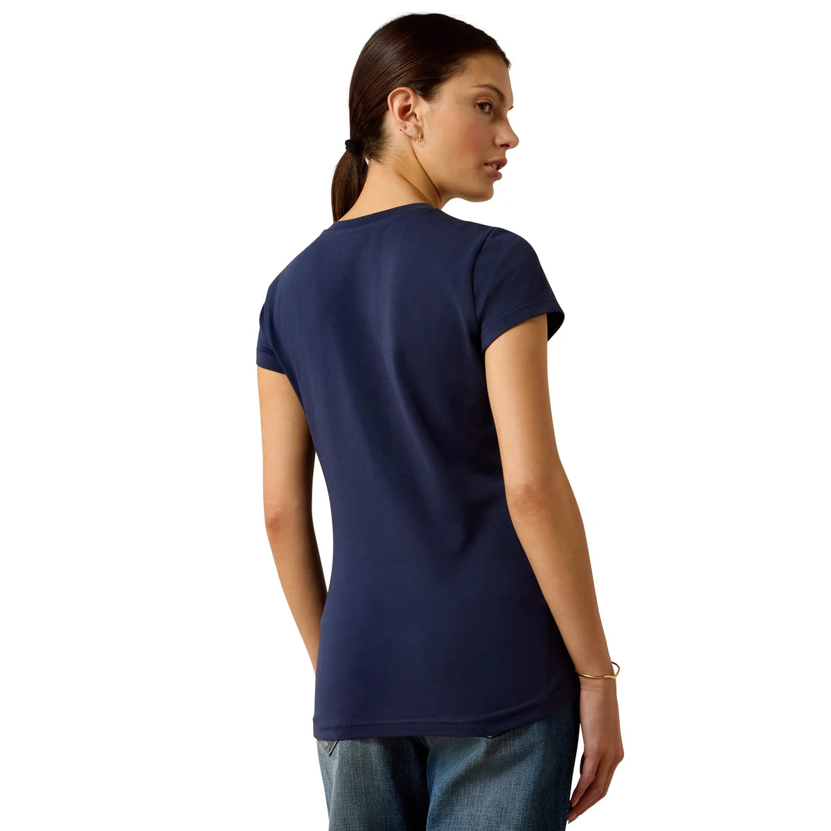 Ariat Wms Vertical Logo SS Tee NavyT/Red