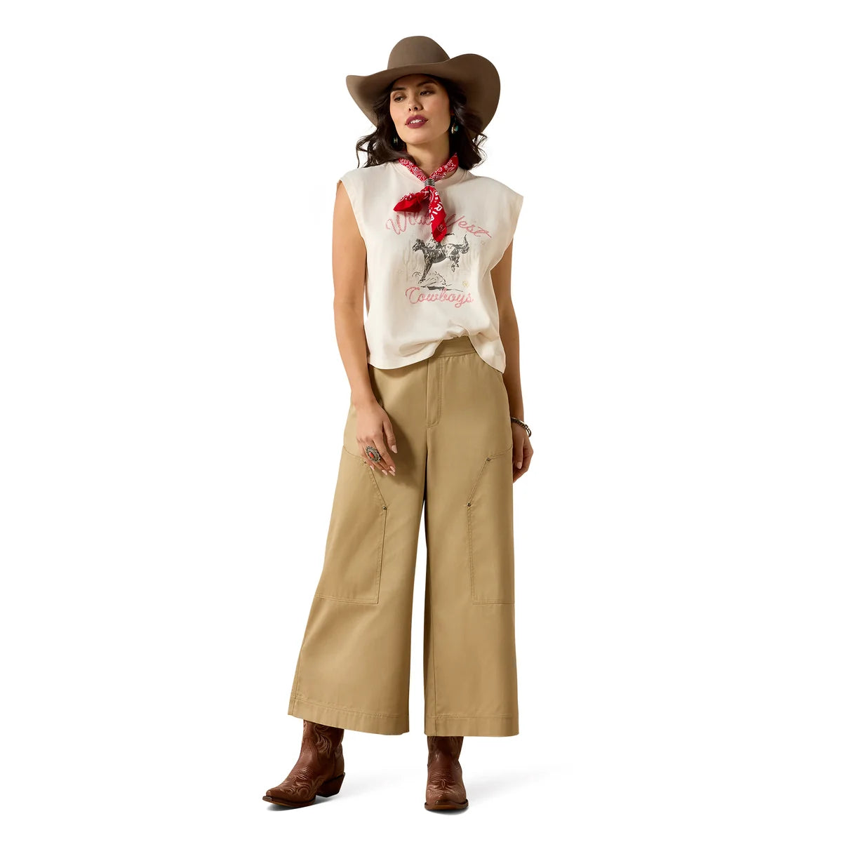 Ariat Wms Wild West Cropped SS Tee Sea Salt