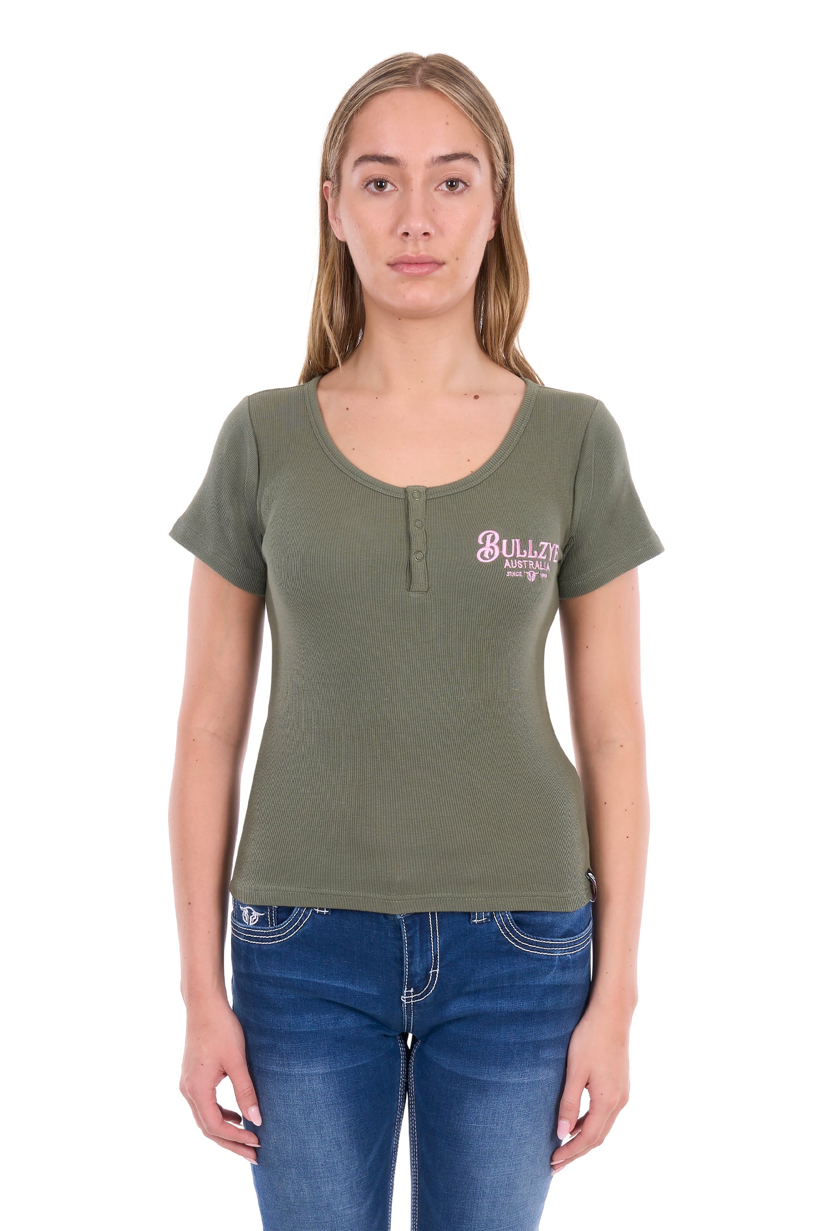 Bullzye Wmns Freda Henley Tee