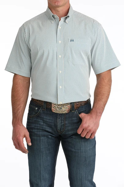 Cinch Mens Blue Stripe Print Shirt