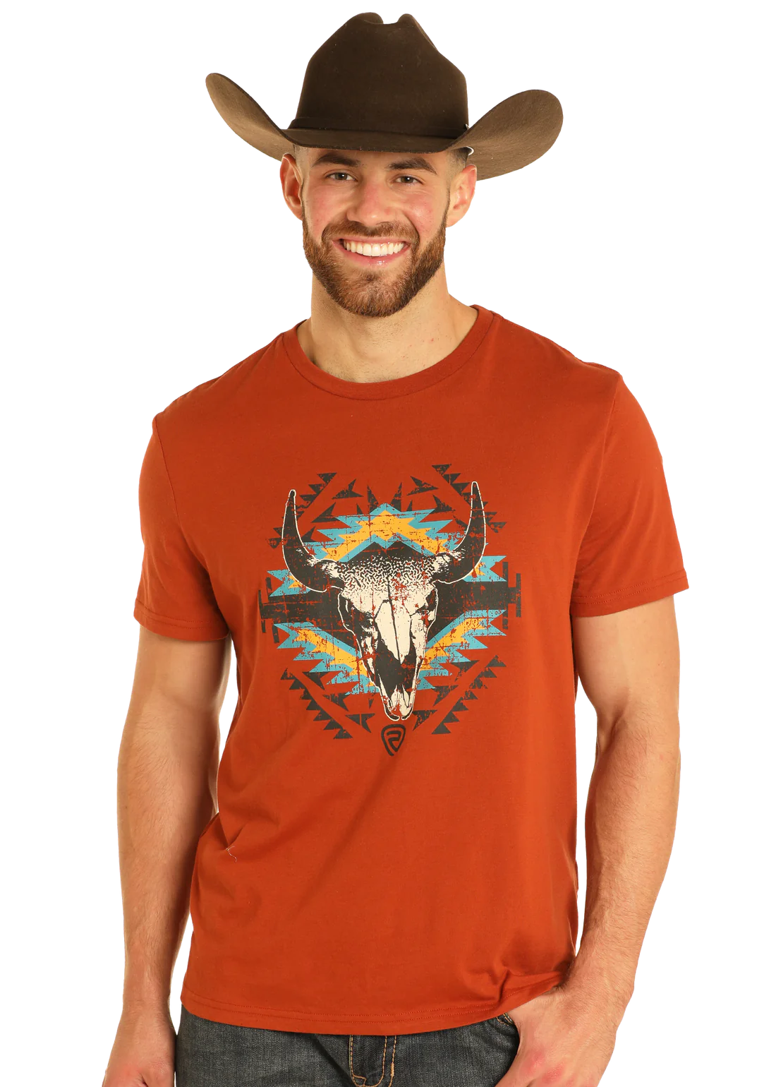 Rock and Roll Denim Skull Graphic T Shirt - Black Friday Sale