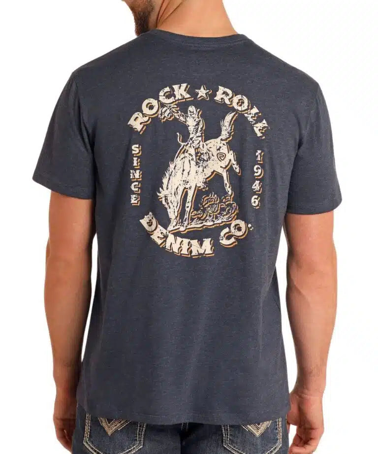 Rock and Roll Denim Bronco Tee - Black Friday Sale