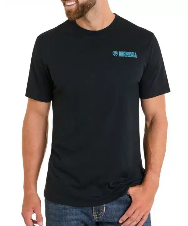 Rock and Roll Denim Skull Graphic Tee - Black Friday Sale