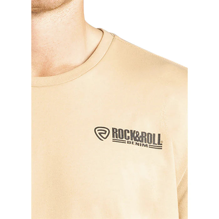 Rock and Roll Denim Mens Bronco Rider Graphic Tan T Shirt
