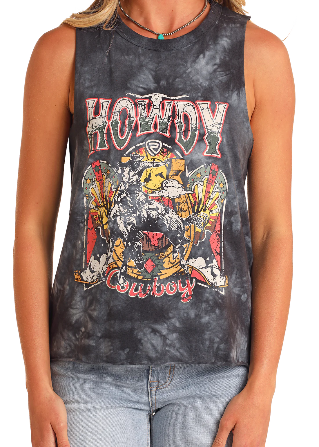 Rock and Roll Howdy Cowboy Graphic Tank - Black Friday Sale