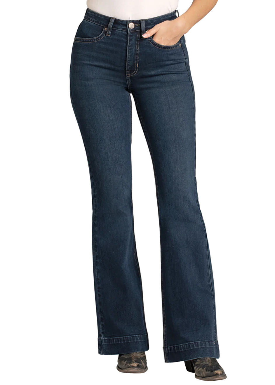 Rock and Roll Denim Wms High Rise Stretch Dark Wash Trousers