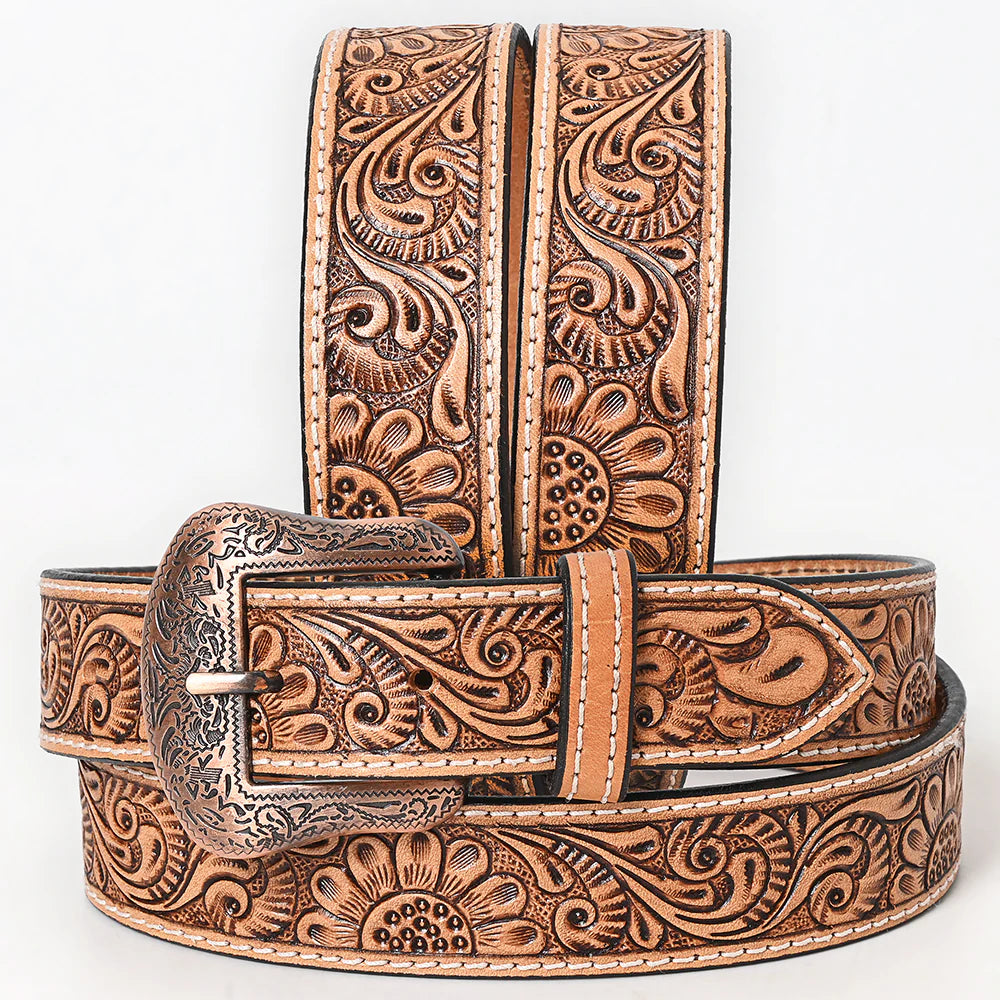 Bar H Equine Hand Carved Western Leather Belt | Country Clothing - Belts | Saddleworld Ipswich